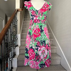 Lilly Pulitzer Women's Pink and Green Dress Size Small